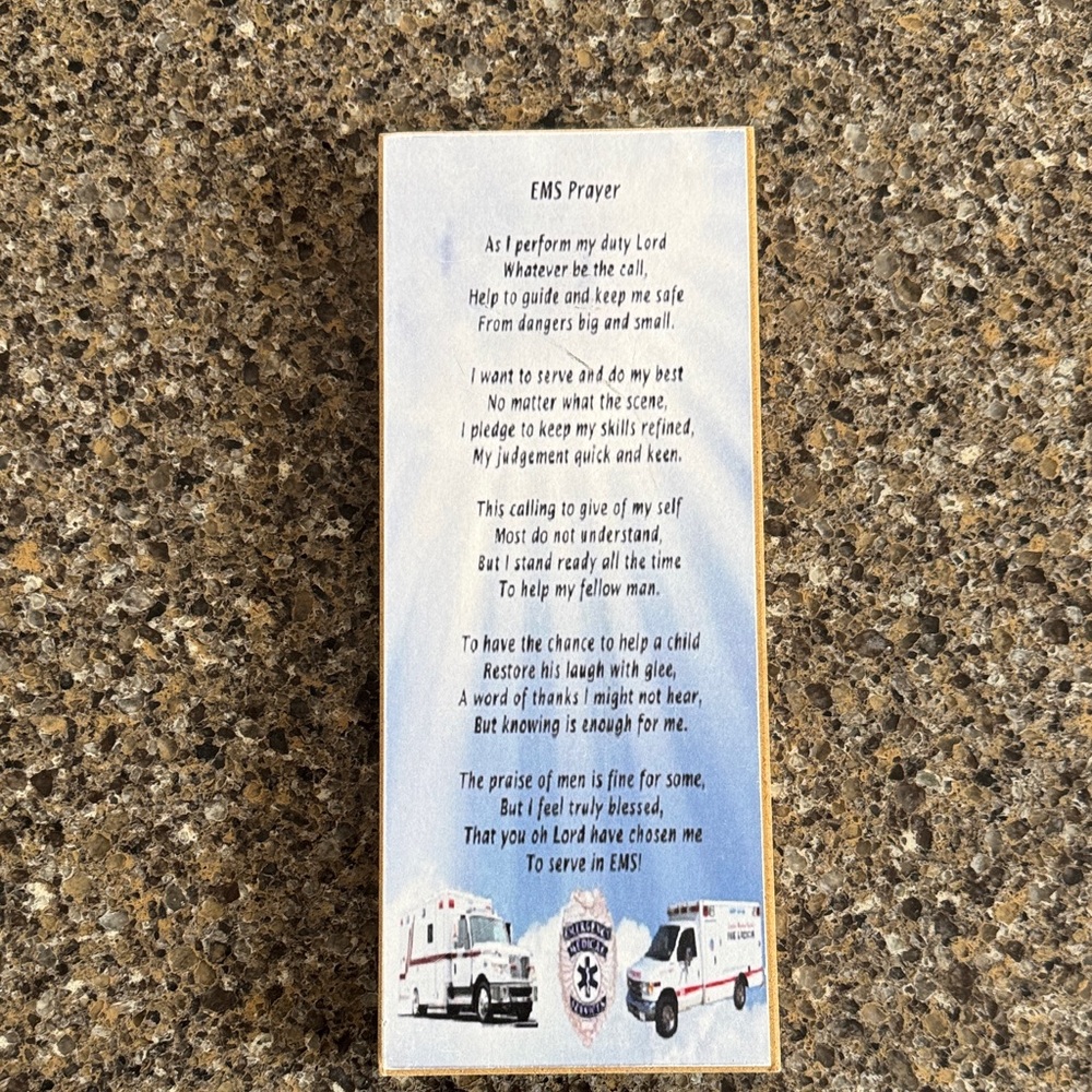 EMS Prayer Plaque